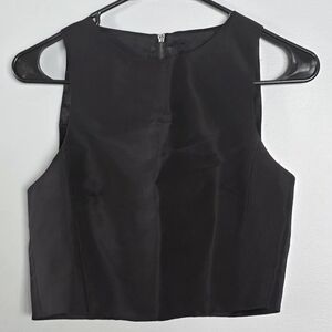 Silk Black Sleeveless Crop Top